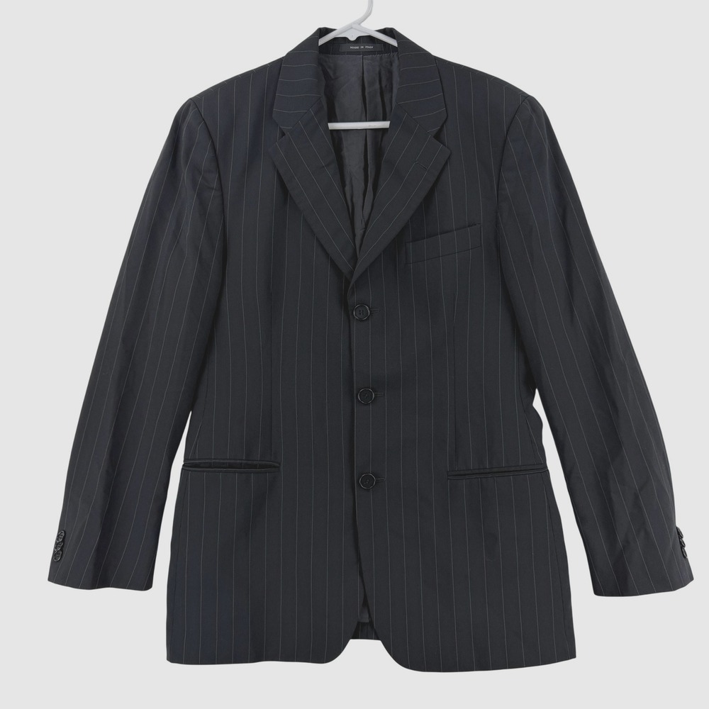 Emporio Armani Suit Jacket Mens 36R Gray Pinstripe Wool 3 Button Made Italy